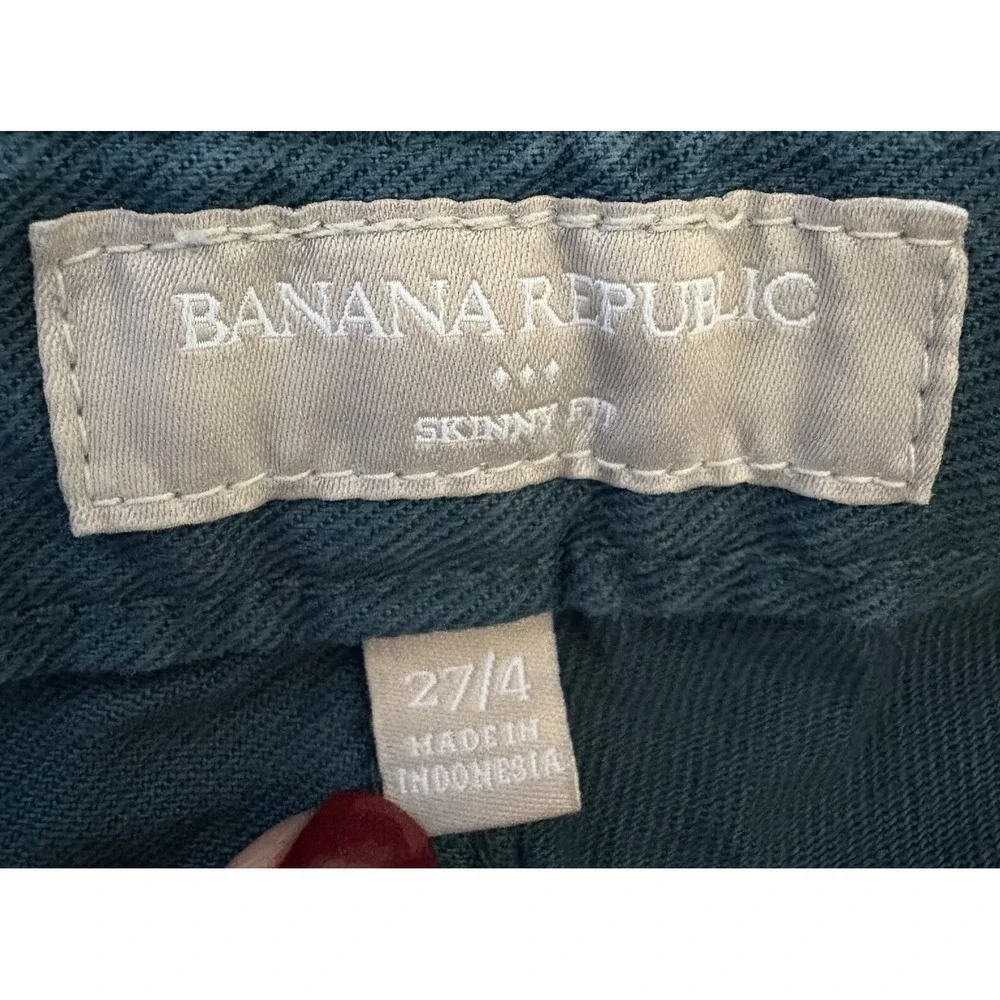 Banana Republic Skinny Fit Pants Womens 27/4 Dark Teal Blue Stretch Chino 1030